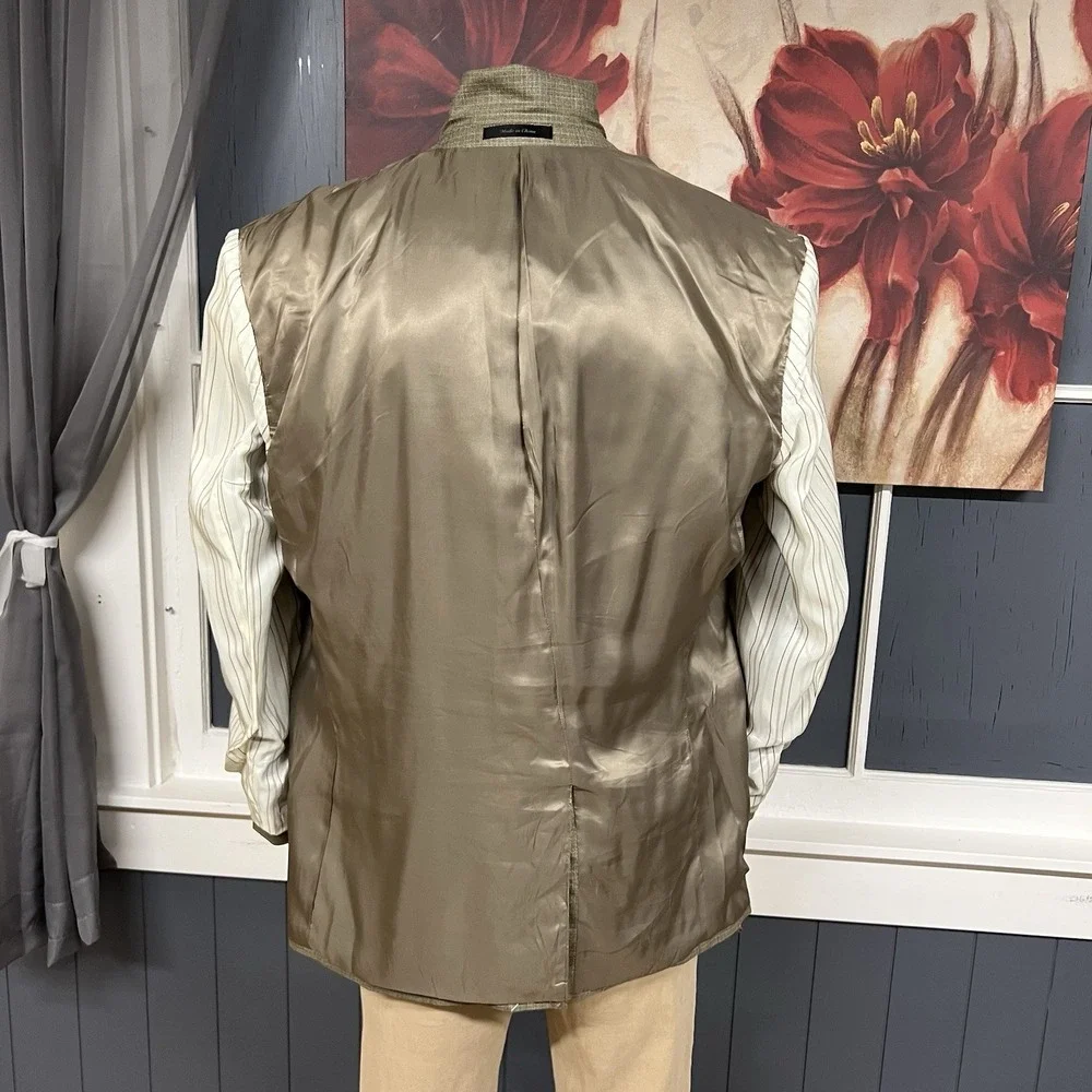 Lauren Ralph Lauren Silk Wool Blazer Jacket Sport Coat Mens 46R Olive/Khaki
